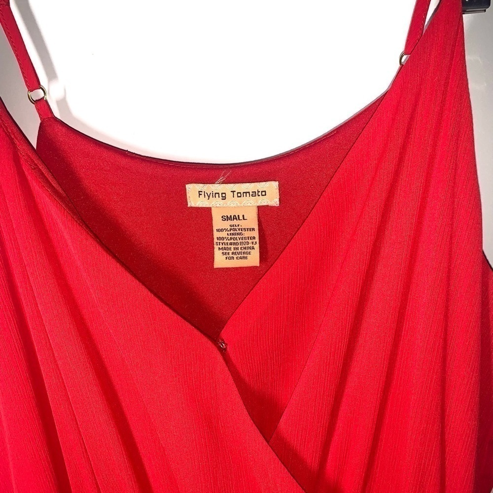 Flying Tomato Cherry Red Chiffon tiered ruffled Maxi dress Small - Picture 5 of 9